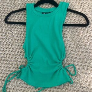 Green ZARA tank with side cutouts size S